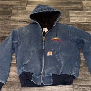 Carhartt Blue Hooded Jacket women's small distressed vintage